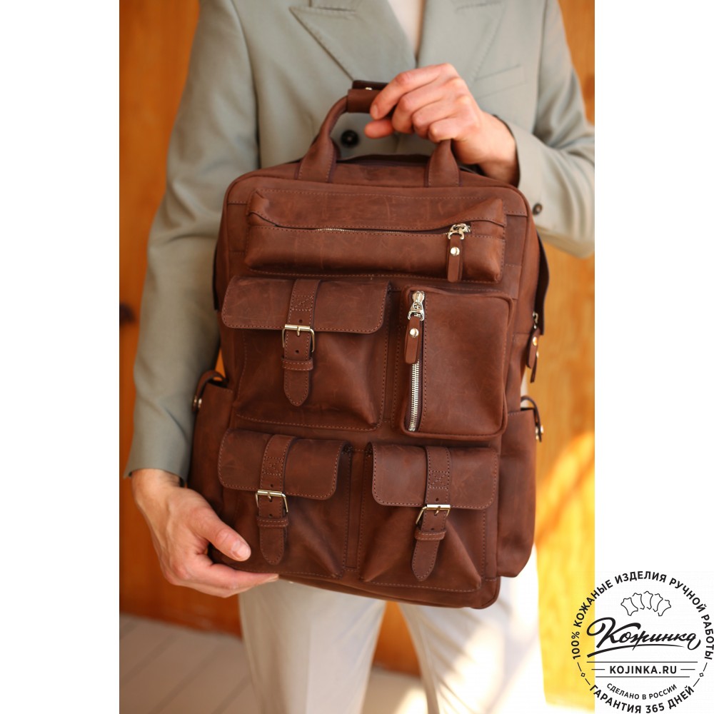 Кожаный рюкзак "Вассерман" (черный антик)